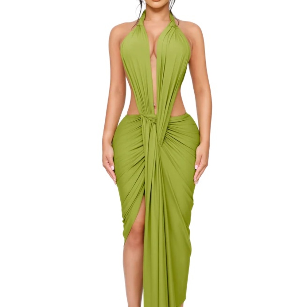 COUCOO DIONÈ HALTER MIDI DRESS - MARTINI PITH
